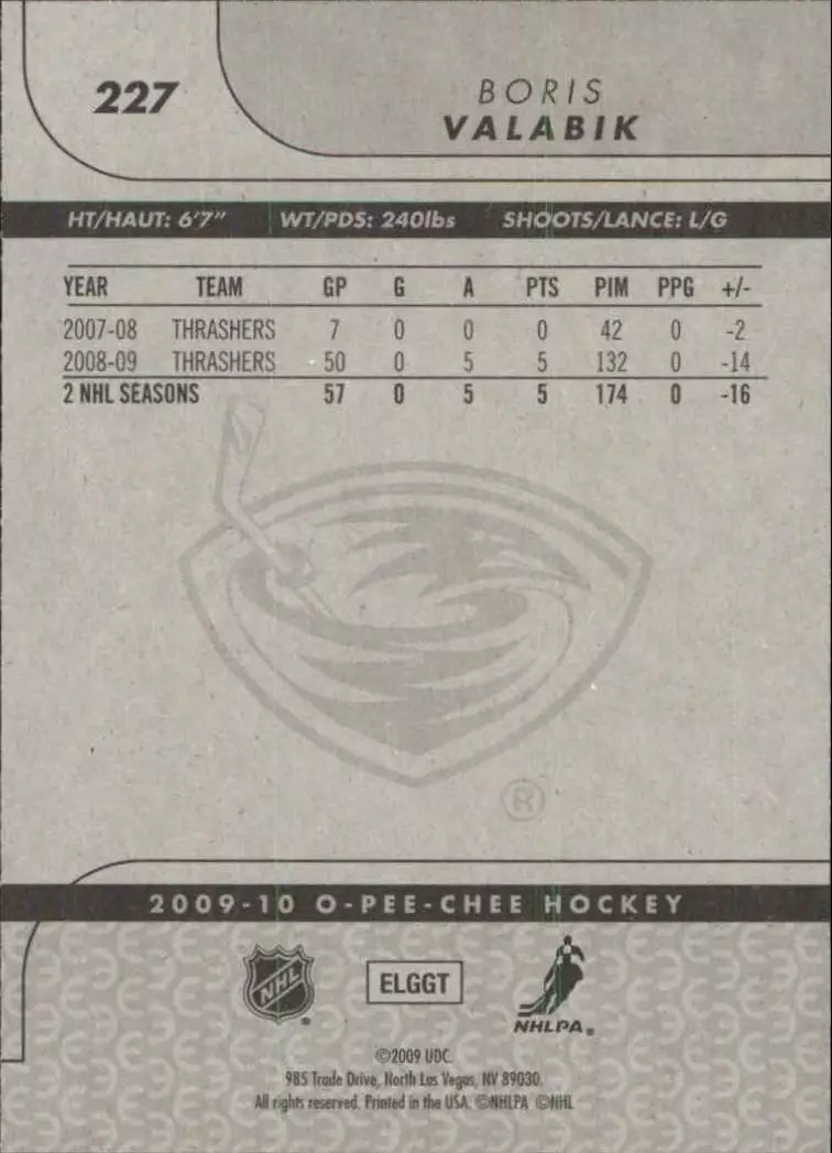 2009-10 O-Pee-Chee #227 Boris Valabik 1