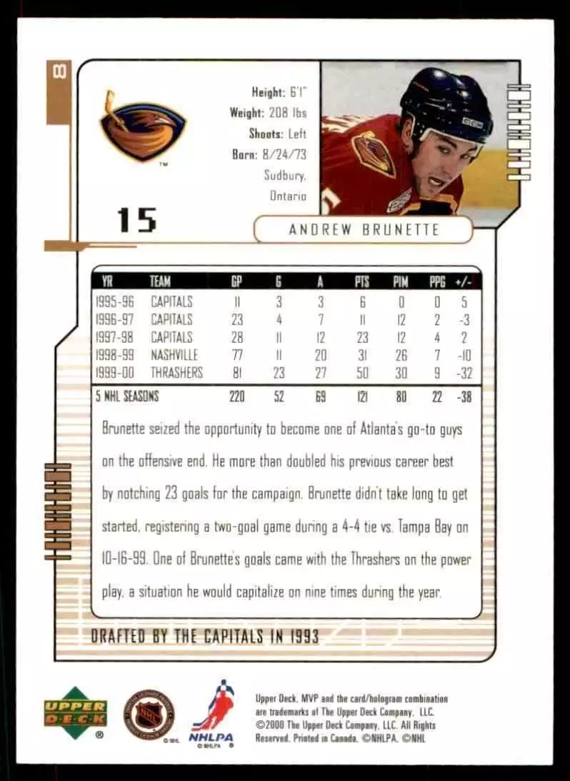 2000-01 Upper Deck #8 Andrew Brunette 1