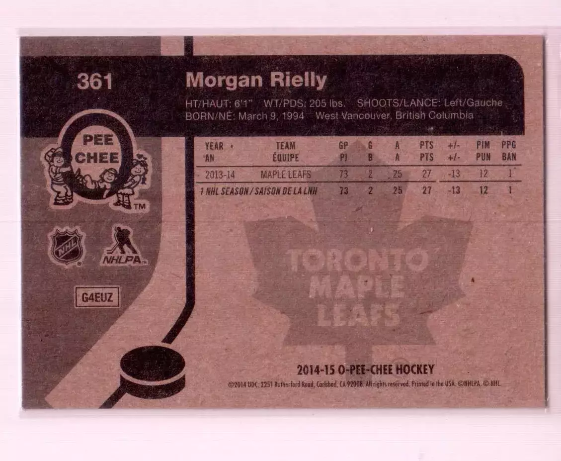 2014-15 O-Pee-Chee Retro #361 Morgan Rielly 1
