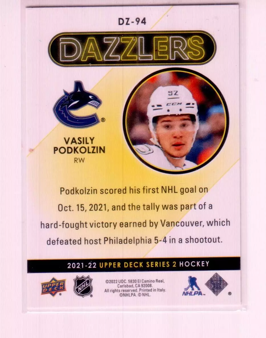 2021-22 Upper Deck Dazzlers Red #DZ94 Vasily Podkolzin 1