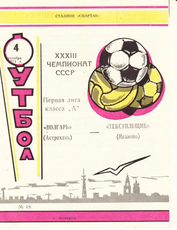 Волгарь Астрахань - Текстильщик Иваново 1971