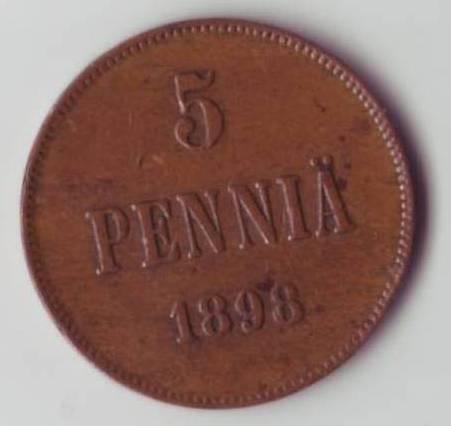 Русская Финляндия, 5 пенни 1898 года
