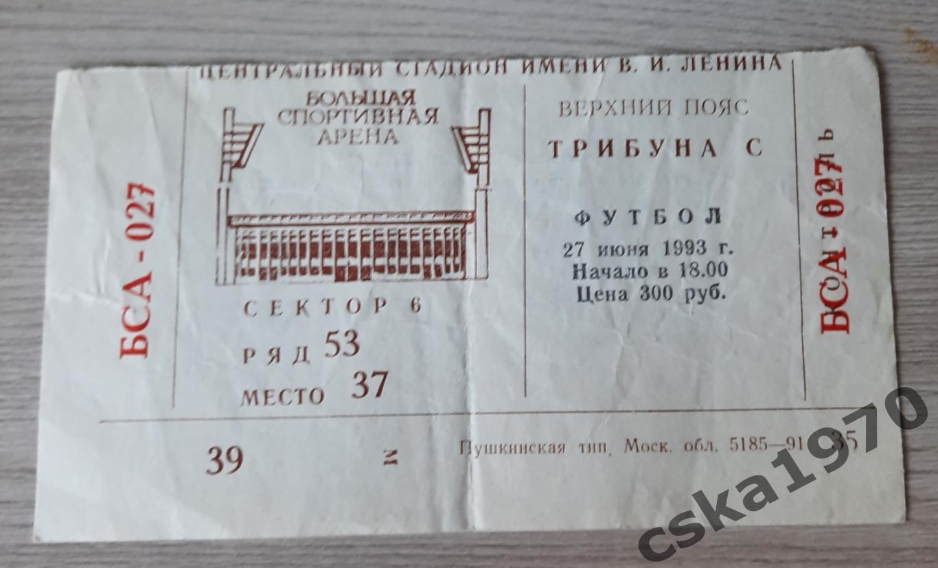 ЦСКА - Спартак Москва 27.06.1993