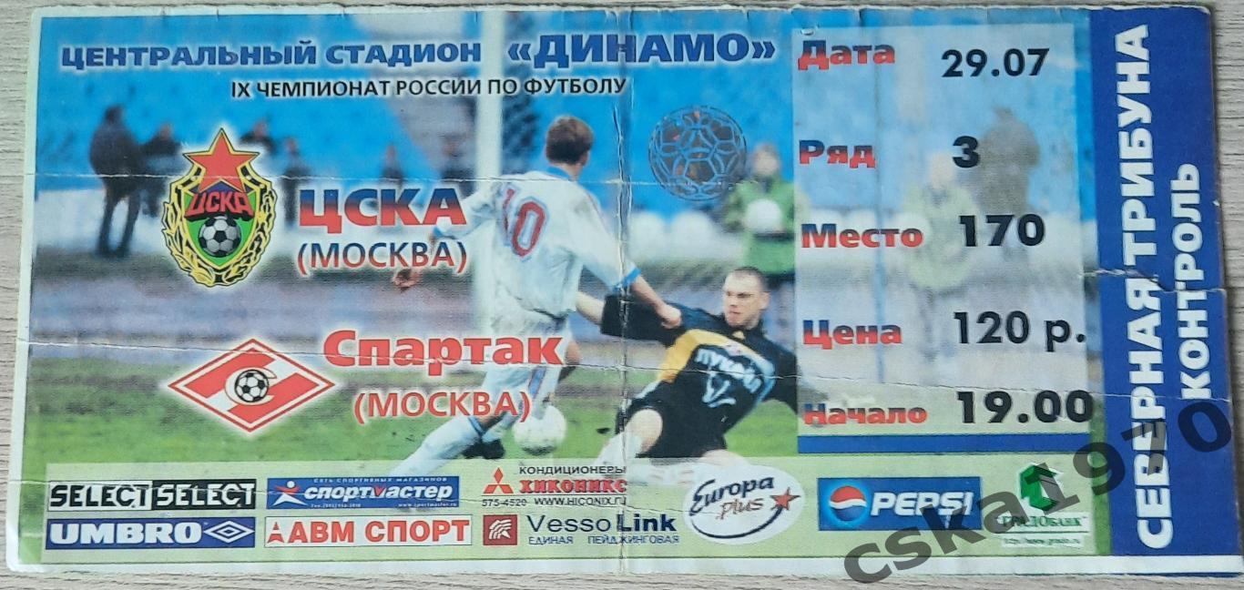 ЦСКА - Спартак Москва 29.07.2000