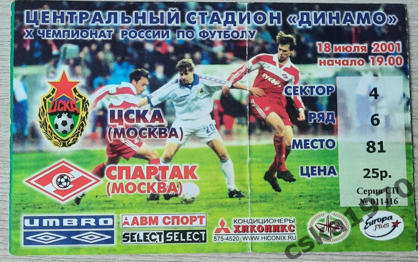 ЦСКА - Спартак Москва 18.07.2001