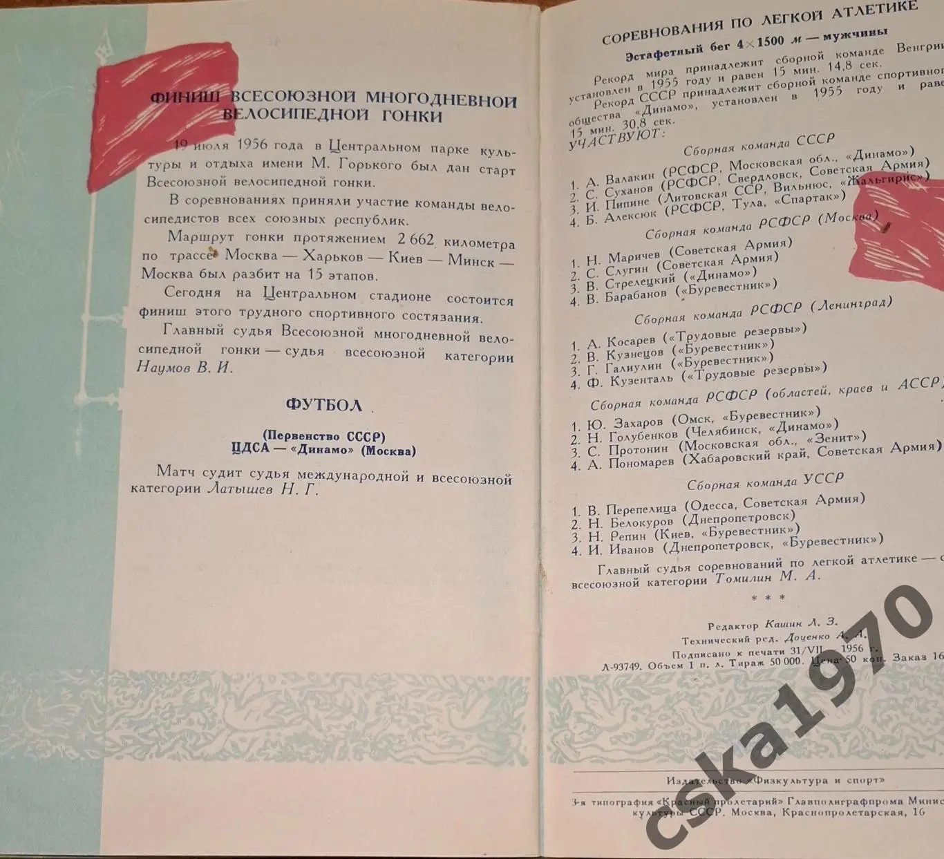 ЦДСА(ЦСКА) -Динамо Москва 19.07.1956 Спартакиада народов СССР 1