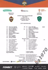 ЦСКА - Ахмат Грозный 22.10.2024 Стартовый протокол