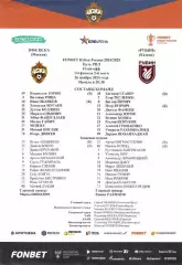 ЦСКА - Рубин Казань 26.11.2024 Стартовый протокол Кубок России