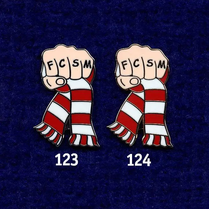 Знак, значок Спартак. Шарф, кулак, надпись FCSM