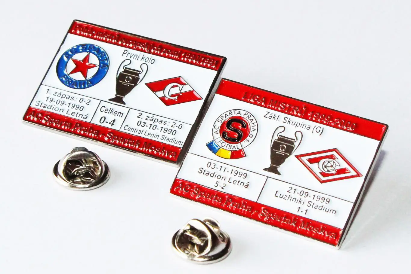 Знак, значок. Спартак М vs Спарта Прага. Лига чемпионов 1999/2000 и 1990/1991