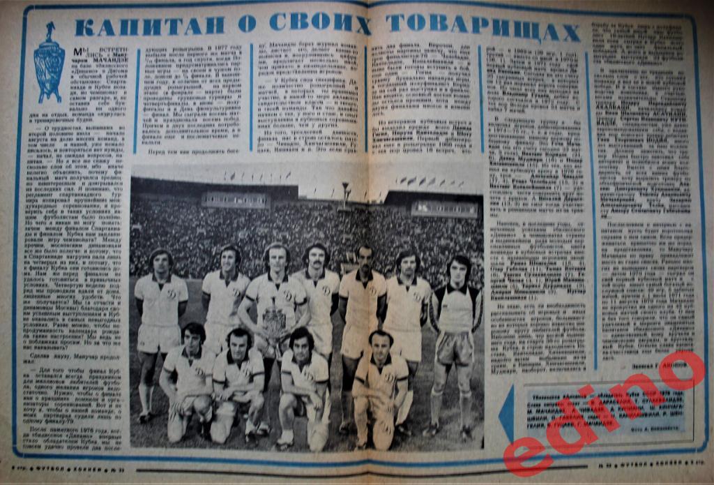 Динамо.Тбилиси-обладатель кубка СССР 1979г футбол