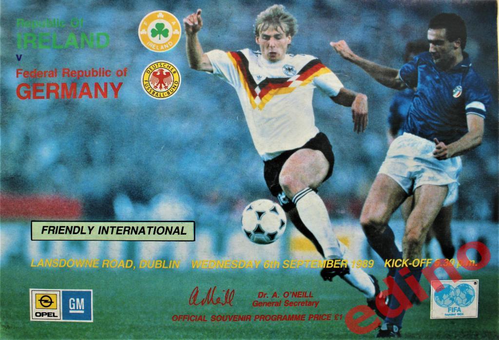 Отборочный матч к чемпионату мира 1990г. Ирландия - Германия 1989год