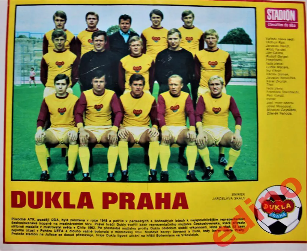 журнал Стадион 1974 г. Дукла Прага 1