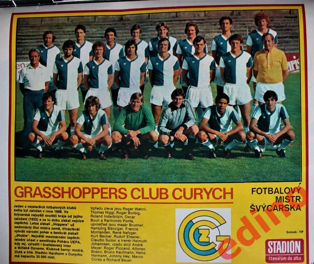 журнал Стадион 1978 г. Грассхопперс чемпион Швейцарии 1