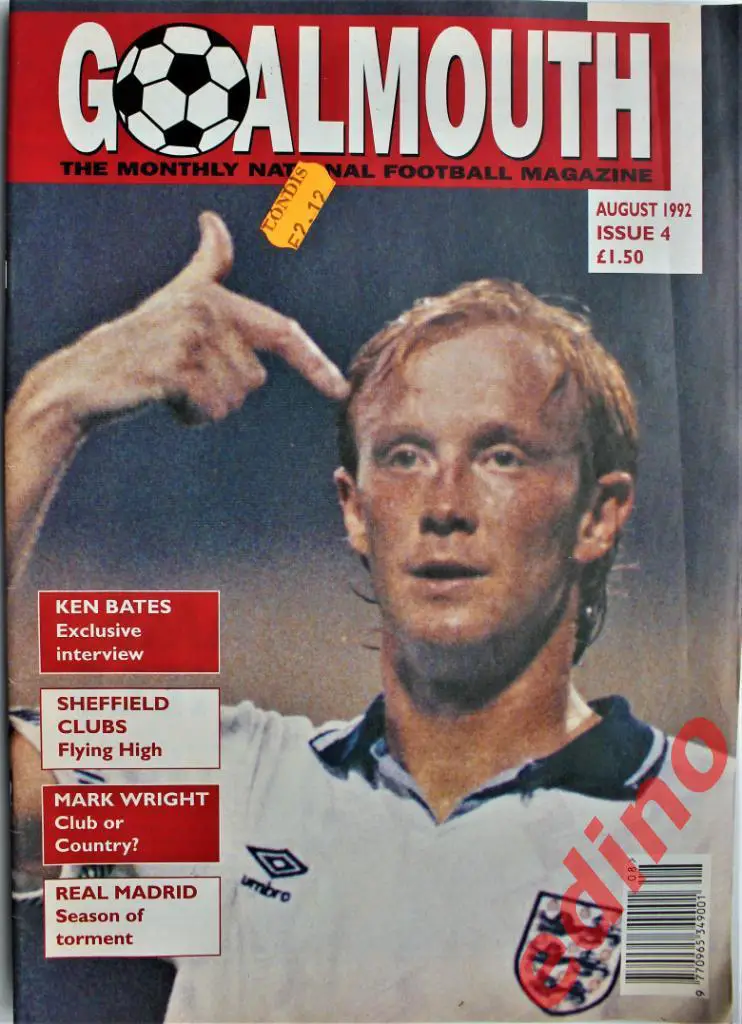журнал Goalmouth 1992год. Великобритания Дания чемпион Европы 1992г.