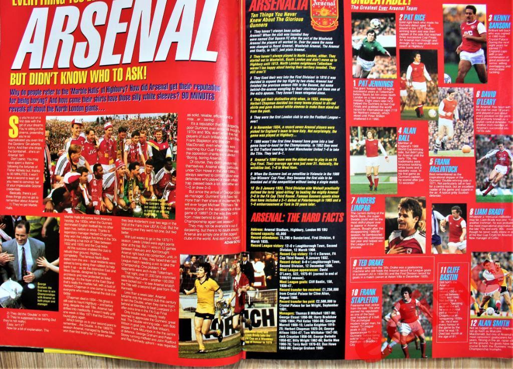 журнал 90 minutes 1992 год. Арсенал Лондон. 1