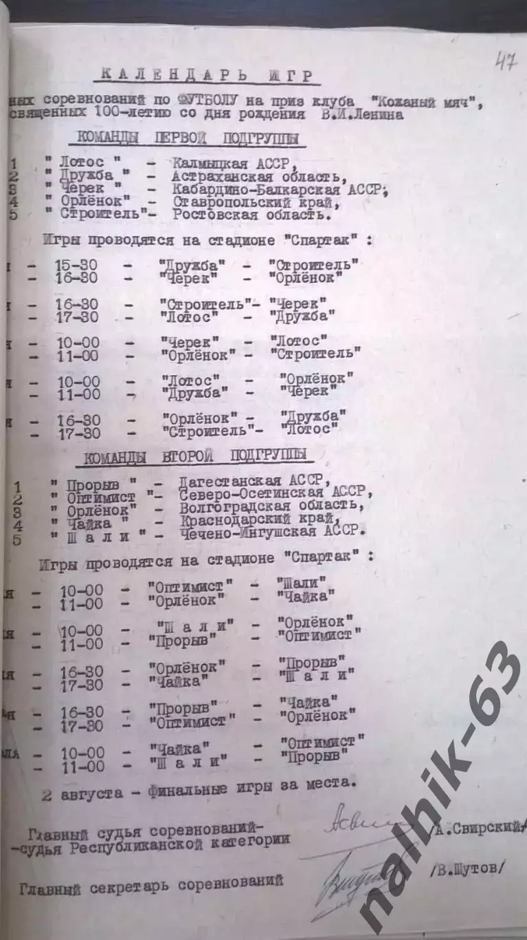 Ростов, Волгоград, Краснодар, Махачкала\Кожаный мяч Нальчик 1969 год в описании 2