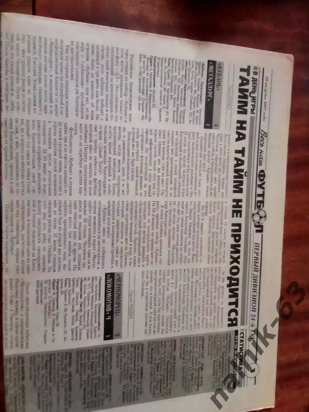 Кубань Краснодар-Металлург Красноярск, Новороссийск-Чита 2002 год отчеты