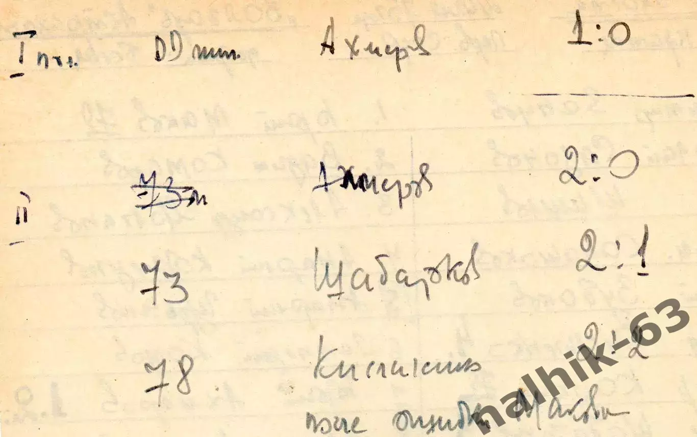 Волгарь Астрахань-Спартак Тамбов 1975 год рукописный протокол и отчет 1