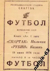Спартак Нальчик - Рубин Казань 1976 год