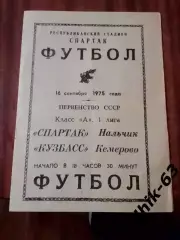 Спартак Нальчик-Кузбасс Кемерово 1975 год