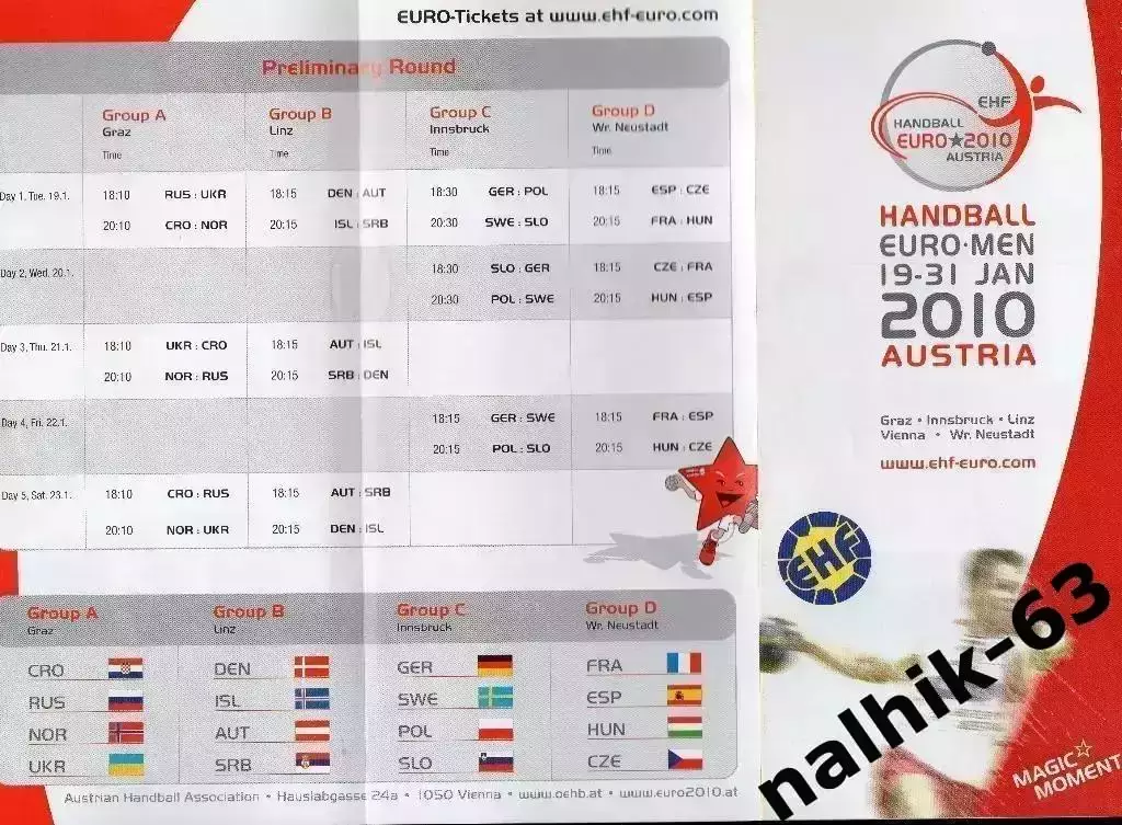 Чемпионат Европы 2010 год Австрия гандбол 1