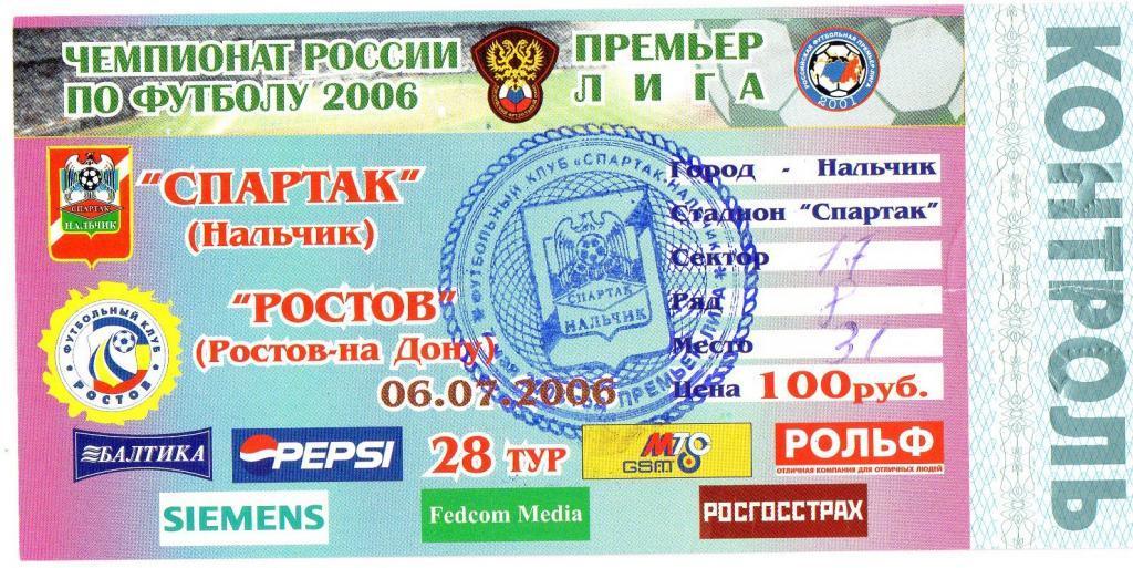 спартак нальчик-фк ростов 2006