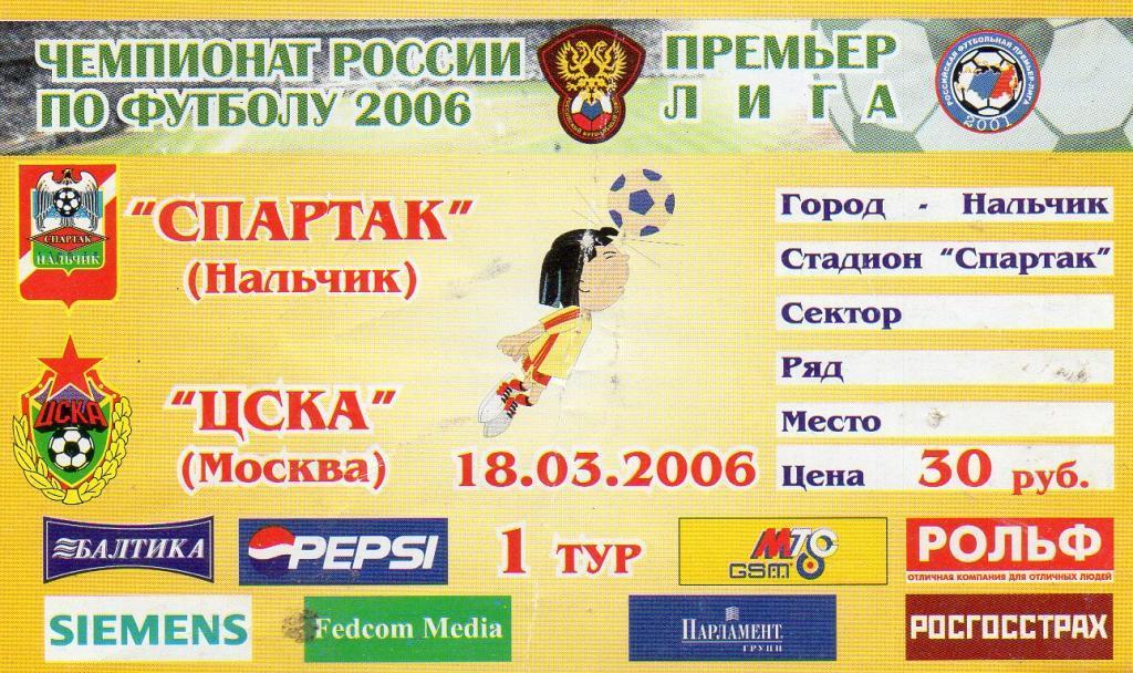 спартак нальчик-ЦСКА Москва 2006 год