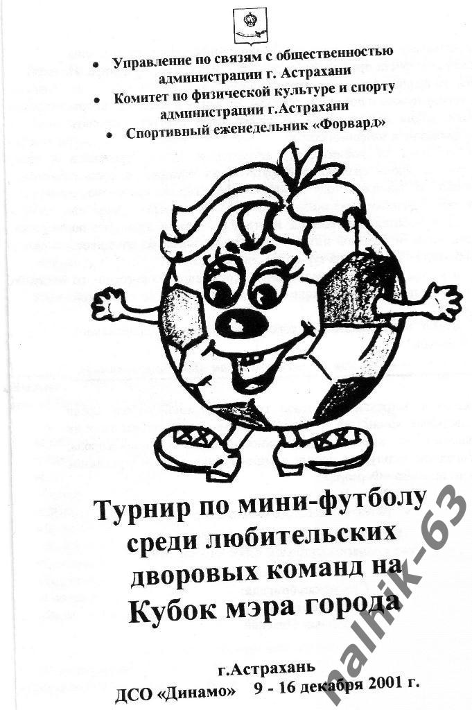 Кубок мэра Астрахани 2001 год/турнир по мини-футболу среди дворовых команд