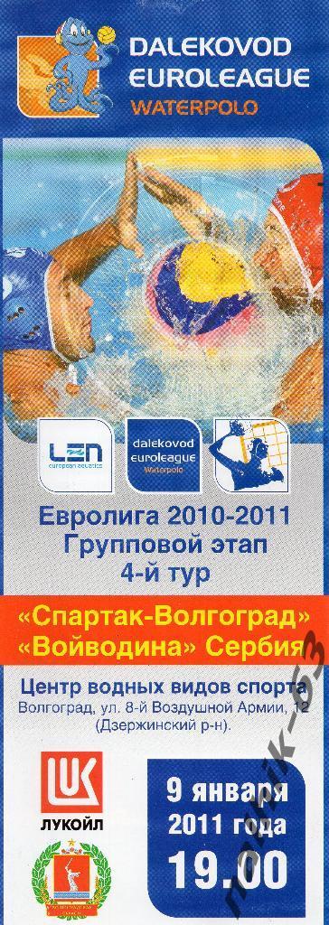 Спартак Волгоград-Войводина Сербия Евролига 2010-2011 год водное поло мужчины