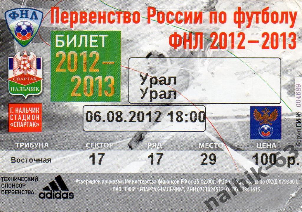 Спартак Нальчик-Урал Екатеринбург 2012-2013 год