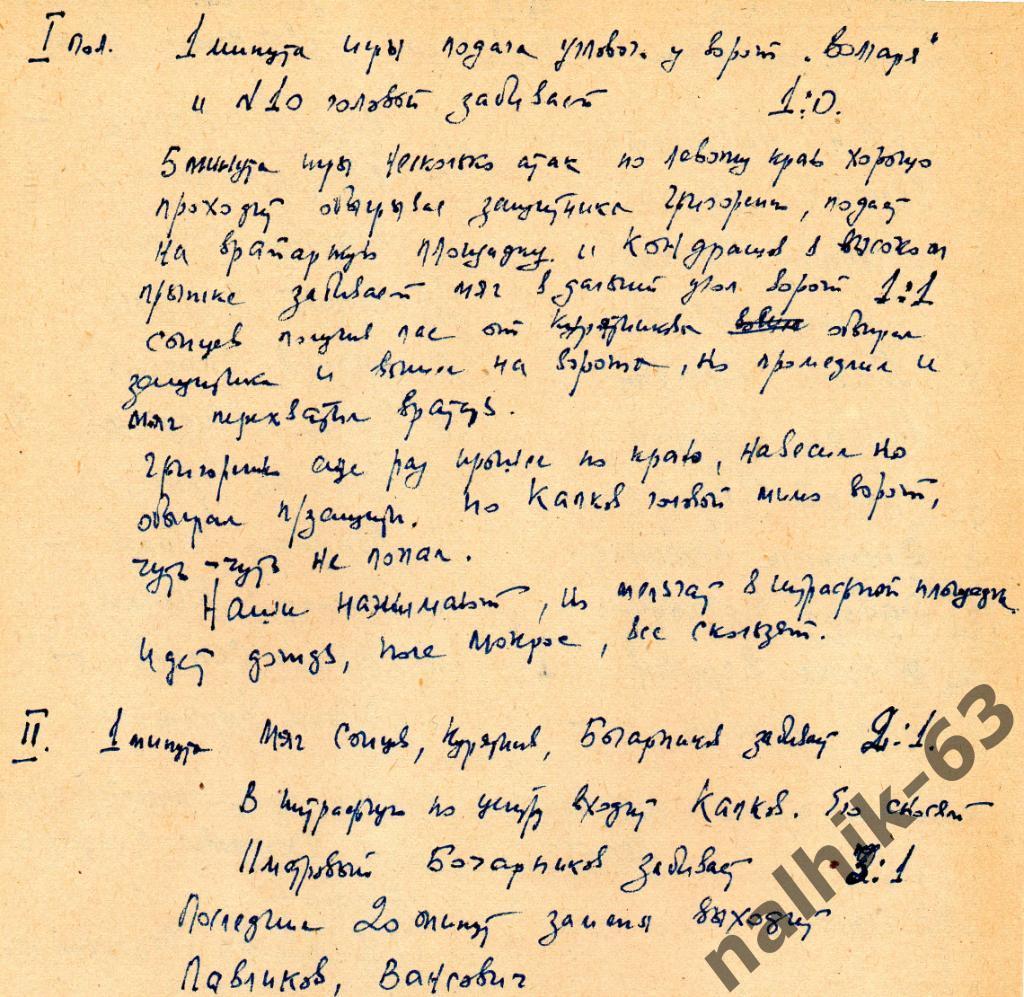 Волгарь Астрахань 1965 год, класс Б рукописные протоколы и газетные отчеты 1