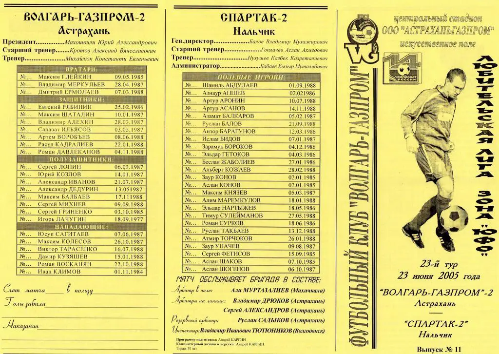волгарь-газпром-2 астрахань-спартак-2 нальчик 2005 год кфк юфо