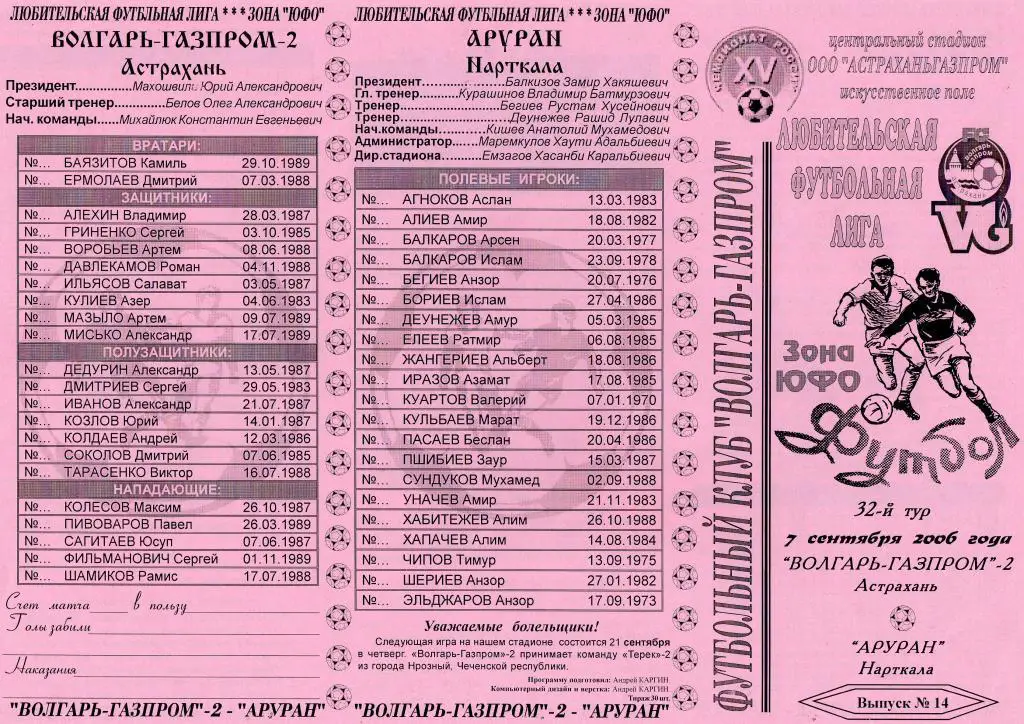 волгарь-газпром-2 астрахань-аруан нарткала 2006 год кфк юфо