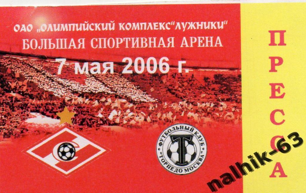 Спартак Москва-Торпедо Москва 7 мая 2006 год пресса