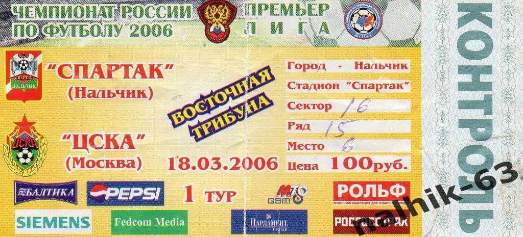 Спартак Нальчик-ЦСКА Москва 2006 год