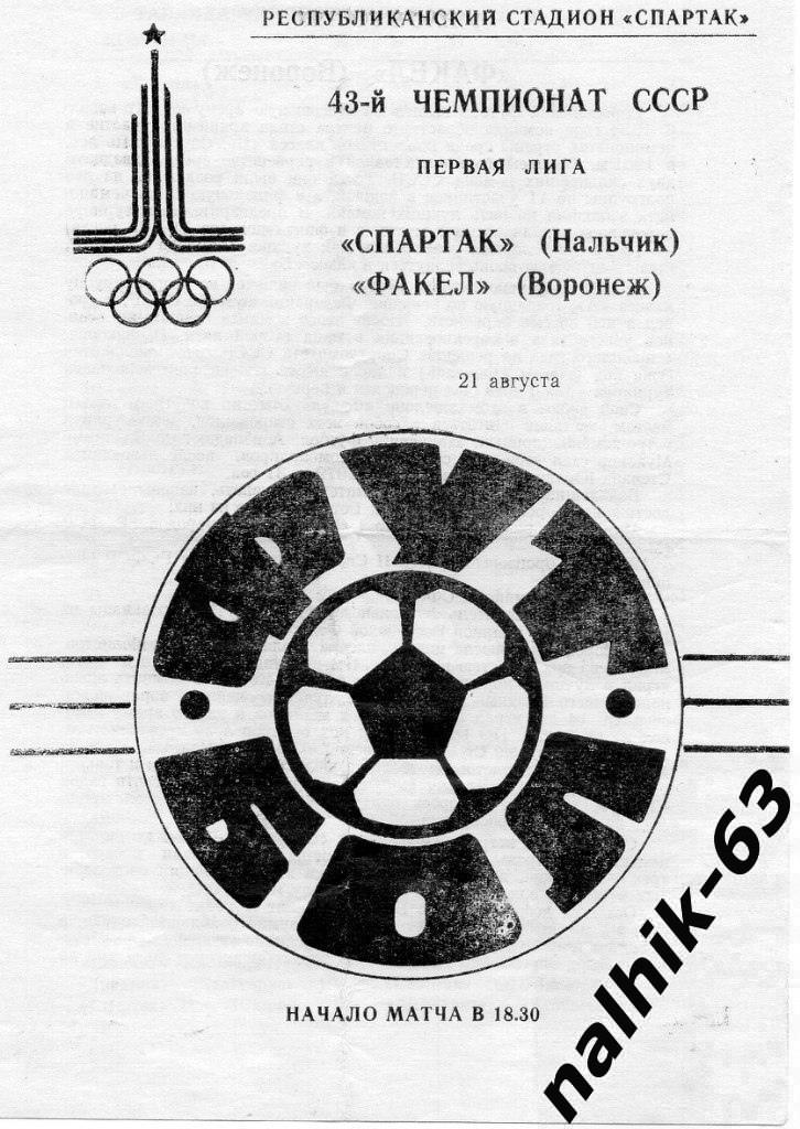 Спартак Нальчик - Факел Воронеж 1980 год