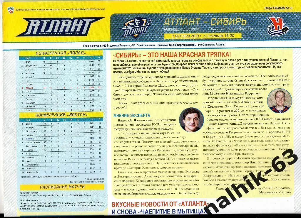 Атлант Московская обл.-Сибирь Новосибирск 2013-2014 год