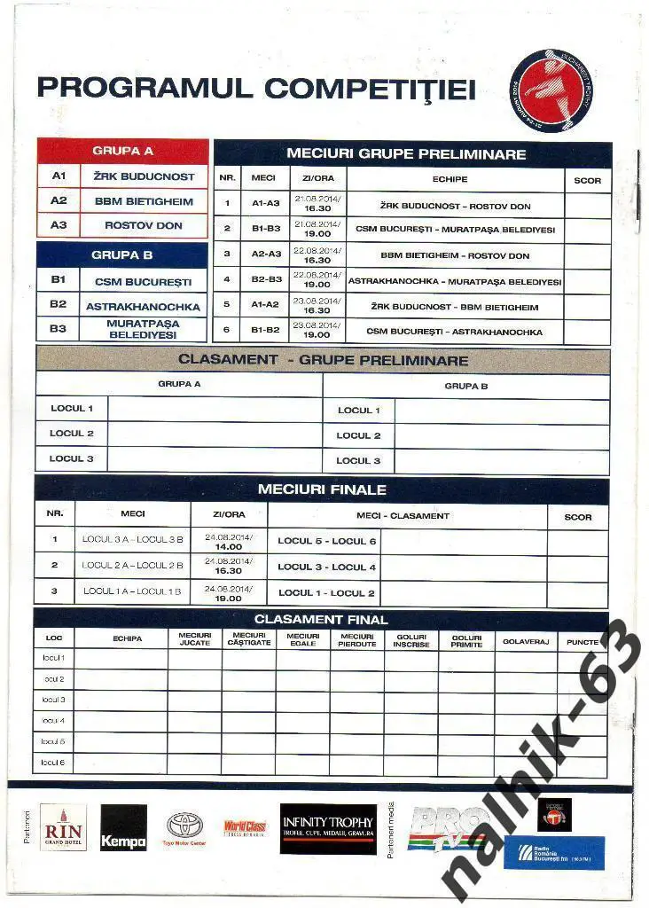 BUCHAREST TROPHY 2014 год/гандбол женщины Астрахань, Ростов 1
