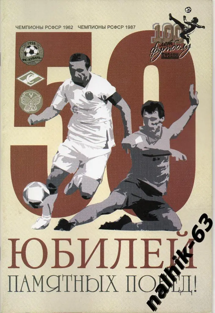 Юбилеи памятных побед, чемпионы РСФСР 1962 и 1987/ Краснодар