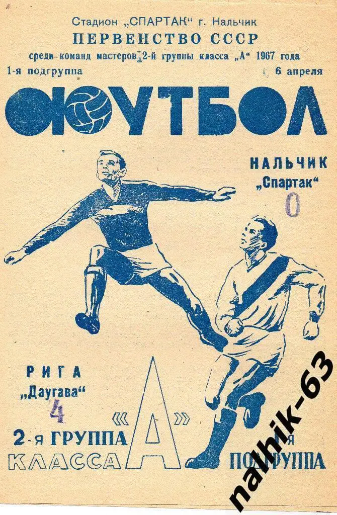 Спартак Нальчик - Даугава Рига 1967 год