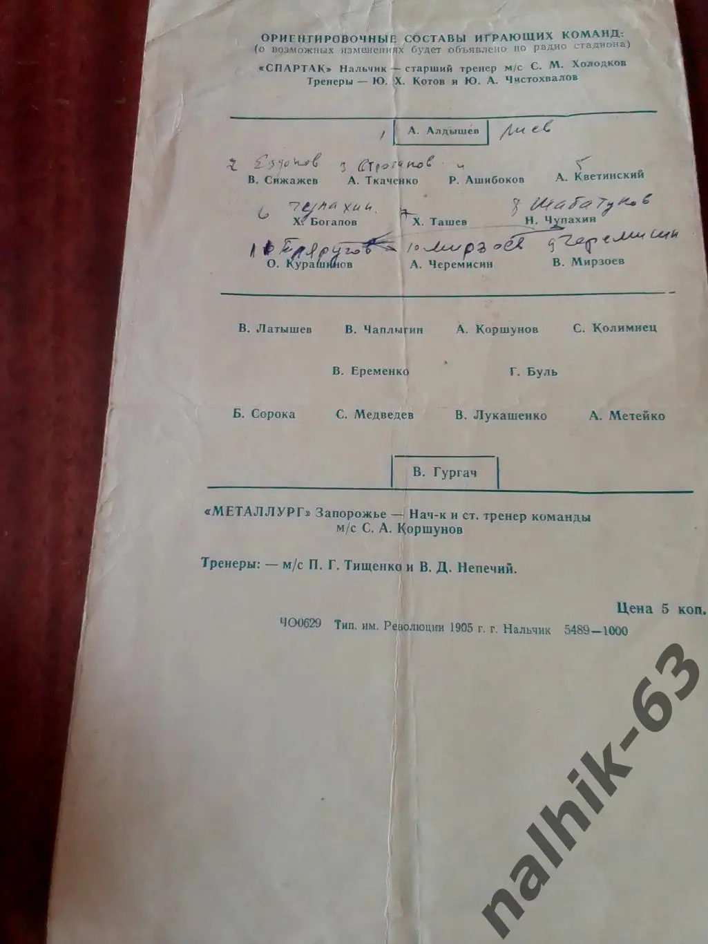 Спартак Нальчик-Металлург Запорожье 1968 год 1