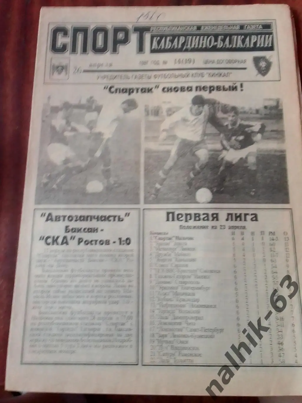 Димитровград, Нижнекамск, СКА Ростов\Спорт Кабардино-Балкарии Нальчик 1997 год