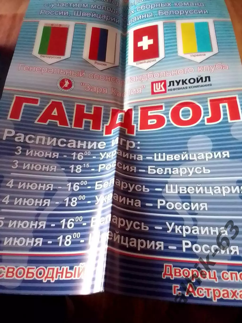 Украина, Швейцария, Беларусь, Россия кубок губернатора/гандбол афиша