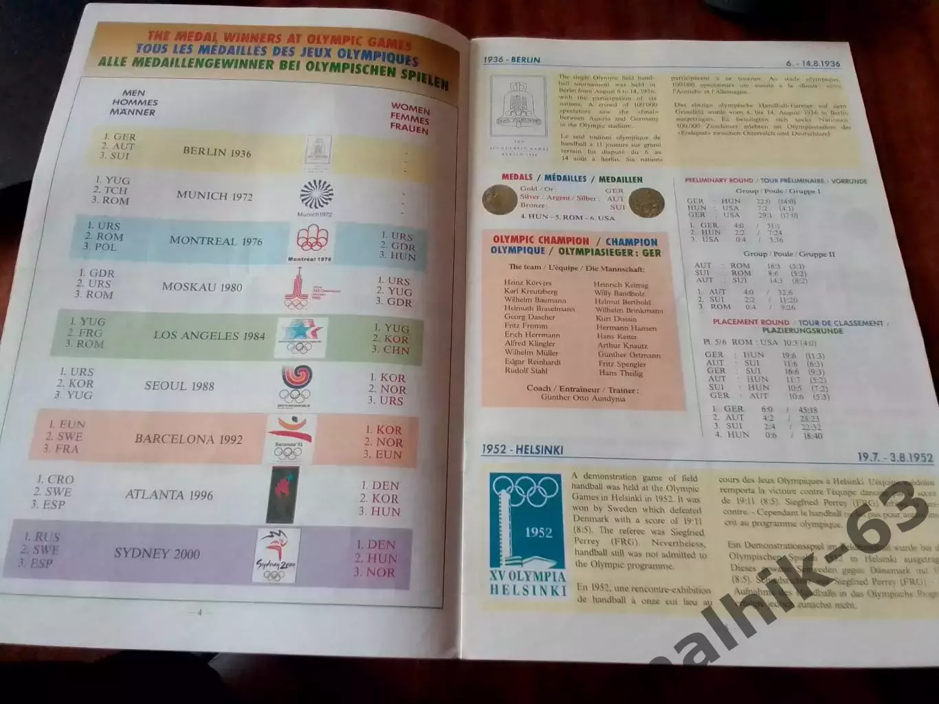 Гандбол на Олимпийских играх 1936-2000 справочник 2