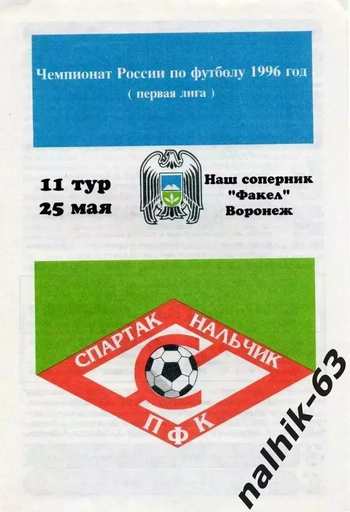 Спартак Нальчик - Факел Воронеж 1996 год
