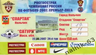 Спартак Нальчик-Сатурн Раменское 2007 год (1)