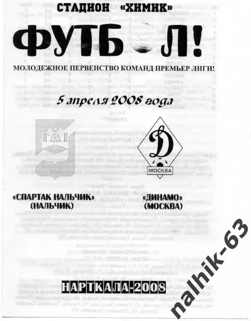 Спартак-д Нальчик-Динамо-д Москва 2008 год альтернатива