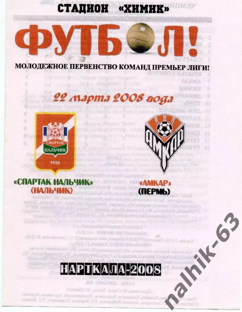 Спартак-д Нальчик-Амкар-д Пермь 2008 год альтернатива