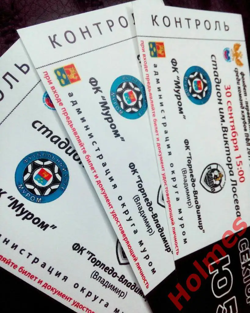 ФК Муром - Торпедо-Владимир 30.09. 2017 г. Билет